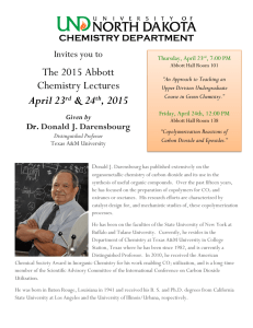 The 2015 Abbott Chemistry Lectures April 23 &amp; 24