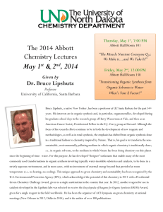 The 2014 Abbott Chemistry Lectures May 1 &amp; 2