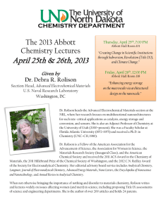 April 25th &amp; 26th, 2013 The 2013 Abbott Chemistry Lectures CHEMISTRY DEPARTMENT