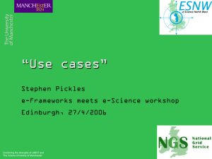 “Use cases” Stephen Pickles e-Frameworks meets e-Science workshop Edinburgh, 27/4/2006