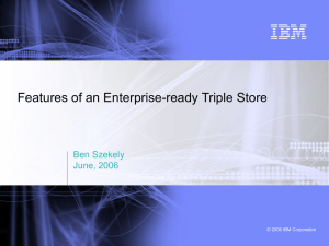 Features of an Enterprise-ready Triple Store Ben Szekely June, 2006