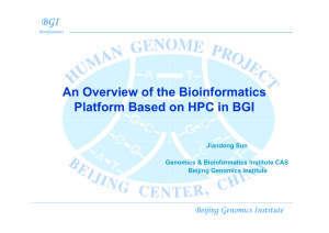 An Overview of the Bioinformatics Platform Based on HPC in BGI BGI