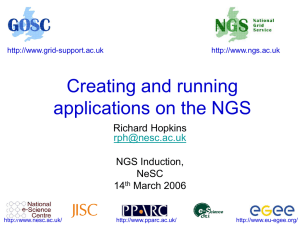 Creating and running applications on the NGS Richard Hopkins NGS Induction,