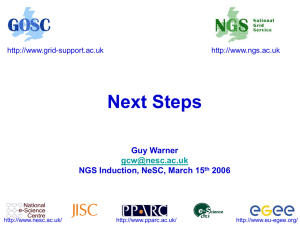 Next Steps Guy Warner NGS Induction, NeSC, March 15 2006