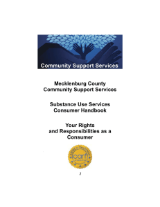 Mecklenburg County Community Support Services Substance Use Services Consumer Handbook