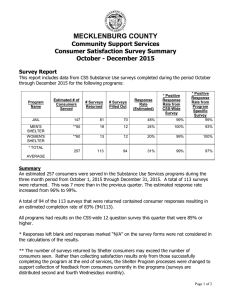 MECKLENBURG COUNTY Community Support Services Consumer Satisfaction Survey Summary October - December 2015