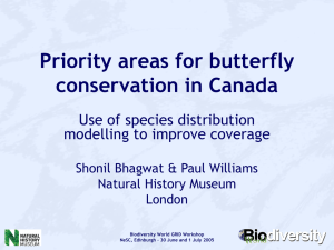Priority areas for butterfly conservation in Canada Use of species distribution