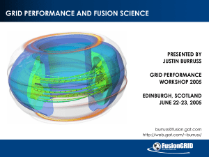 GRID PERFORMANCE AND FUSION SCIENCE PRESENTED BY JUSTIN BURRUSS GRID PERFORMANCE
