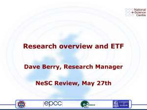 Research overview and ETF Dave Berry, Research Manager NeSC Review, May 27th