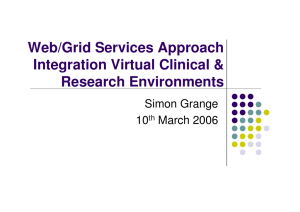 Web/Grid Services Approach Integration Virtual Clinical &amp; Research Environments Simon Grange
