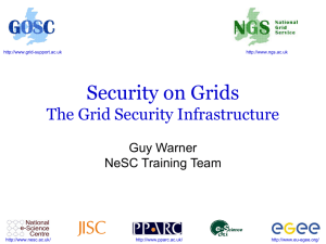 Security on Grids The Grid Security Infrastructure Guy Warner NeSC Training Team
