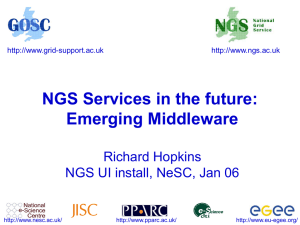 NGS Services in the future: Emerging Middleware Richard Hopkins