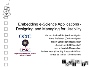 Embedding e-Science Applications - Designing and Managing for Usability