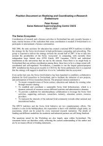 Position Document on Realising and Coordinating e-Research Endeavours Peter Kunszt