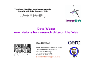 Data Webs: new visions for research data on the Web David Shotton