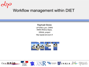 Workflow management within DIET Raphaël Bolze LIP ENS Lyon, CNRS INRIA Rhône-Alpes,