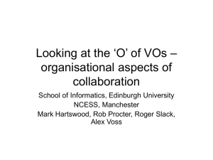 Looking at the ‘O’ of VOs – organisational aspects of collaboration
