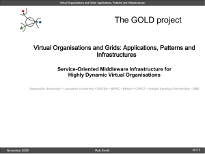 The GOLD project Virtual Organisations and Grids: Applications, Patterns and Infrastructures