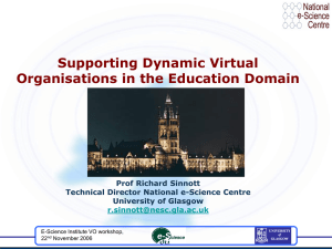 Supporting Dynamic Virtual Organisations in the Education Domain Prof Richard Sinnott