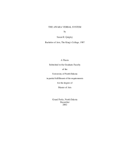 THE AWARA VERBAL SYSTEM by Susan R. Quigley