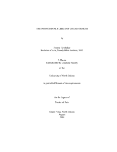 THE PRONOMINAL CLITICS OF LOGAR ORMURI by Jeremy Hawbaker