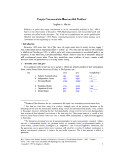 Empty Consonants in Root-medial Position Stephen A. Marlett