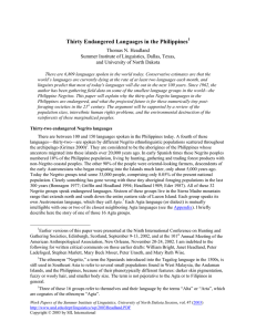 Thirty Endangered Languages in the Philippines  Thomas N. Headland