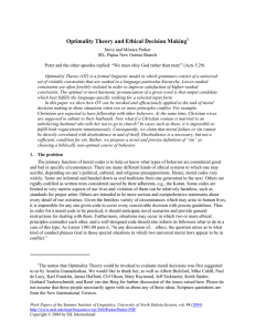 Optimality Theory and Ethical Decision Making