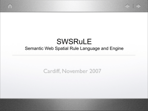 SWSRuLE Cardiff, November 2007 Semantic Web Spatial Rule Language and Engine
