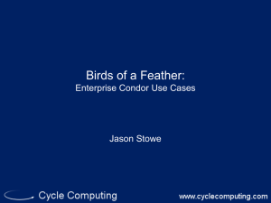 Birds of a Feather: Enterprise Condor Use Cases Jason Stowe