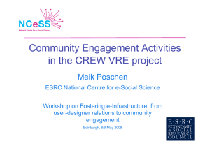 Community Engagement Activities in the CREW VRE project Meik Poschen