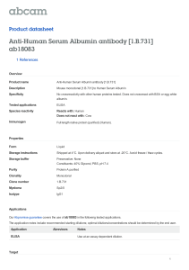 Anti-Human Serum Albumin antibody [1.B.731] ab18083 Product datasheet 1 References