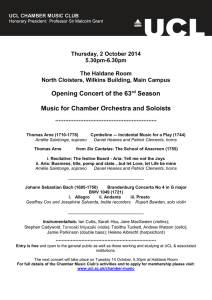 Opening Concert of the 63 Season  Music for Chamber Orchestra and Soloists