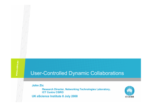 User-Controlled Dynamic Collaborations John Zic UK eScience Institute 8 July 2008