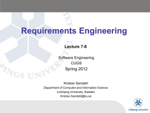 Requirements Engineering Lecture 7-8  Spring 2012