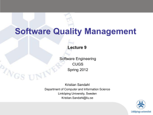 Software Quality Management Lecture 9  Software Engineering