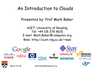 An Introduction to Clouds Presented by: Prof Mark Baker