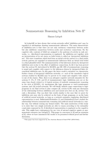 Nonmonotonic Reasoning by Inhibition Nets II ∗ Hannes Leitgeb