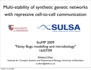 Multi-stability of synthetic genetic networks with repressive cell-to-cell communication StoMP 2009