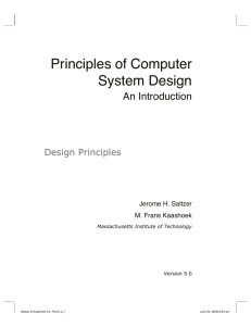 Principles of Computer System Design An Introduction Design Principles