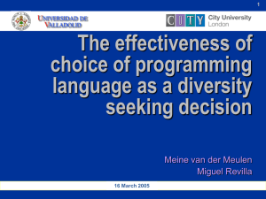 The effectiveness of choice of programming language as a diversity seeking decision
