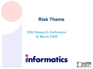 Risk Theme DIRC Research Conference 16 March 2005