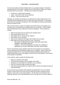 STEM PROJECT – EVALUATION NOTES you your