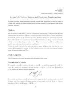 Lecture L3 - Vectors, Matrices and Coordinate Transformations