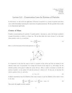 Lecture L11 - Conservation Laws for Systems of Particles