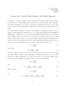 Lecture L14 - Variable Mass Systems:  The Rocket Equation