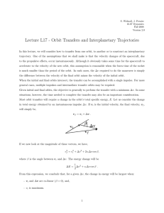 Lecture L17 - Orbit Transfers and Interplanetary Trajectories