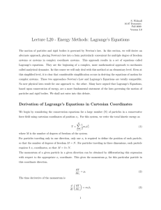 Lecture L20 - Energy Methods:  Lagrange’s Equations