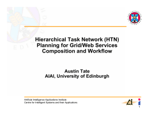 Hierarchical Task Network (HTN) Planning for Grid/Web Services Composition and Workflow Austin Tate