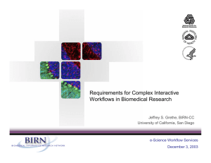 Requirements for Complex Interactive Workflows in Biomedical Research Jeffrey S. Grethe, BIRN-CC